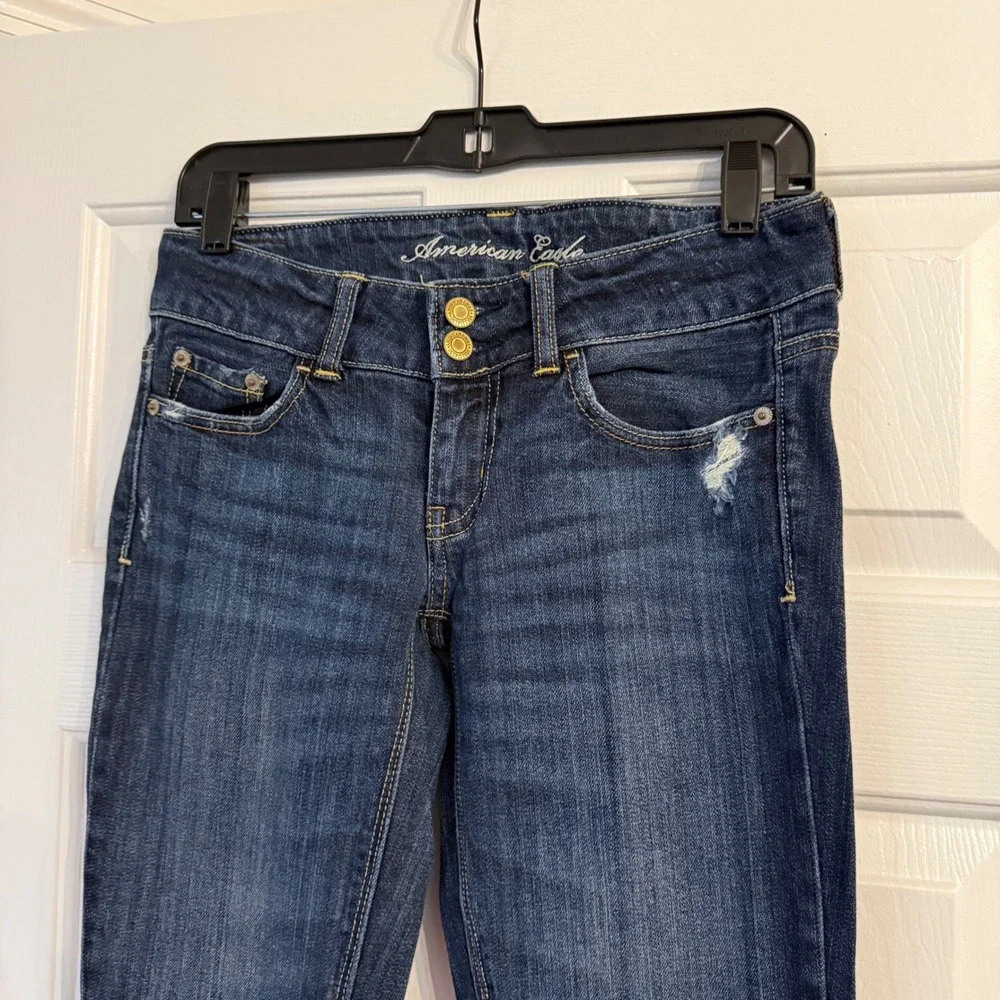 RARE Y2K American Eagle Artist Jeans Dark Wash Low Rise Distressed Vintage AEO 2